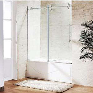 Frameless Sliding Shower Door for Bathtub - Crescent Style